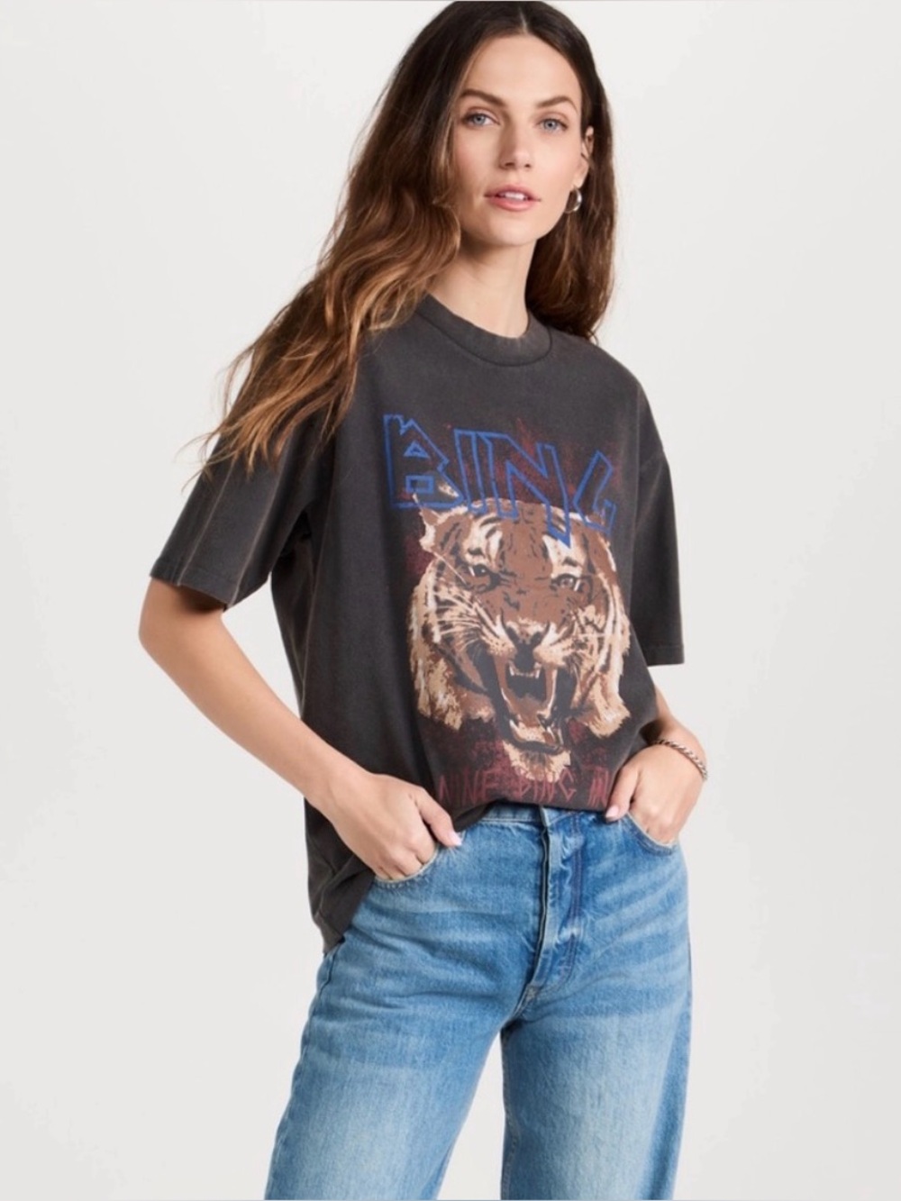 ANINE BING TIGER TEE BLACK XS